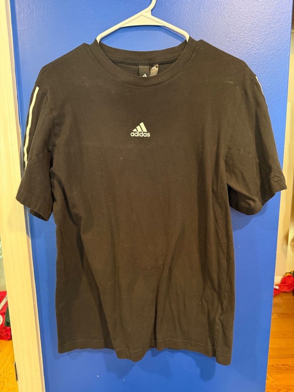 adidas Black Short Sleeve Tee with White Logo
